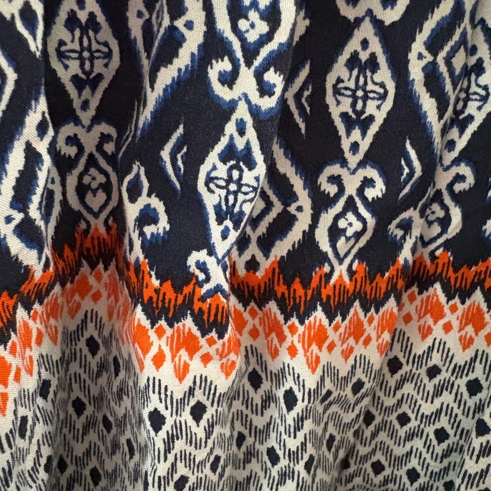 Faded Glory Navy and Orange Patterned Blouse - Picture 3 of 4